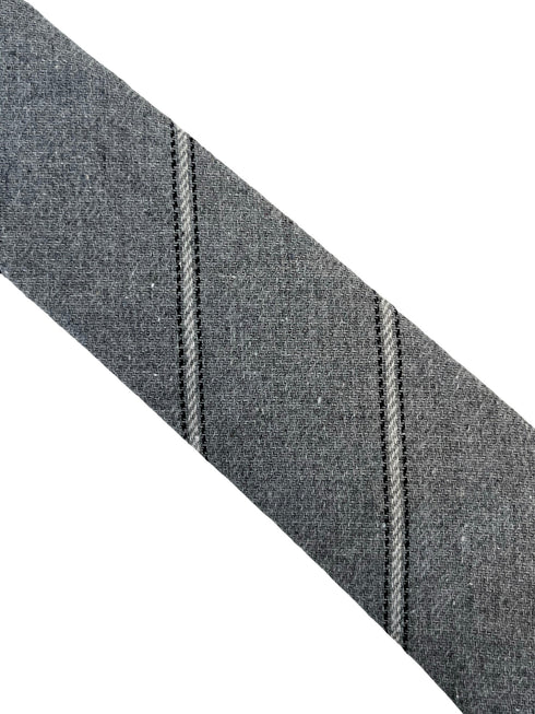 light silver grey and ivory club striped school style cotton tie